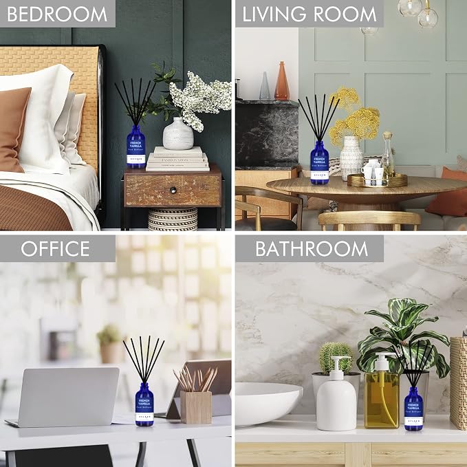 Xcleen Reed Diffuser Set with Sticks 3.7 Oz, Vanilla, Coconut & Milk Scented Fragrance Oil Diffuser for Home Bedroom & Kitchen, Long-Lasting Room Air Freshener, Mind & Body Aromatherapy, Gift Idea