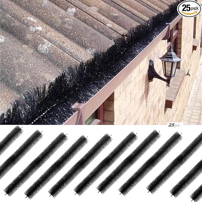 25 Pack Gutter Brush Leaf Guard for 5 Inch Gutters 80ft 4.33" Diameter | Leaf Filter Insert Brush ,Stops Clogs from Leaves & Debris, No Tools DIY, 3.2ft x 25 Simple Gutter Guard Downspout Guard