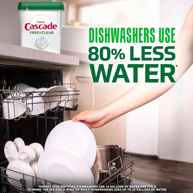 Cascade Free & Clear Dishwasher Pods, Dishwasher Detergent, Dish Detergent Soap, Unscented, 47ct (Pack of 2)