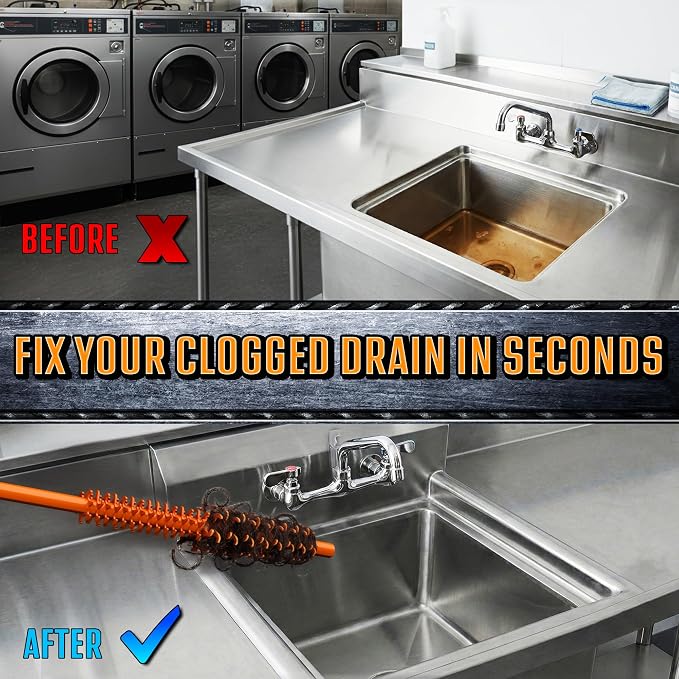 FlexiSnake Pro Drain Weasel Sink Snake Hair Clog Remover Tool, 5 Wands | Sink, Pipe, Bathroom, Bathtub Drain Cleaner, 18-inch Long, Flexible, Removable Handle, Made in The USA
