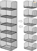 6-Tier Stackable Closet Organizers and Storage Basket - Foldable Closet Shelf Organizer System, Sturdy Metal Space-Saving Clothes Storage Bins for Wardrobe, Black