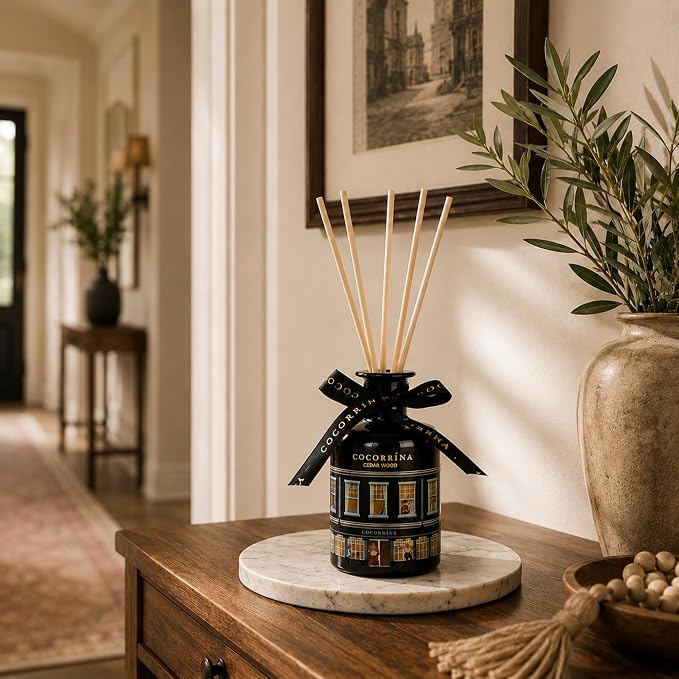 Reed Diffuser - Cedar Wood 6.76 fl oz Reed Diffuser with 8 Sticks Home Fragrance Bathroom Decor (Festive House Collection)