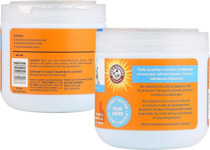Arm & Hammer Pet Scents Gel Odor Eliminator, Baking Soda Deodorizer for Pet Rooms, Litter Box Areas, and Indoor Spaces, Long-Lasting Solid Gel Format, Fresh Breeze Scent, 15 Oz
