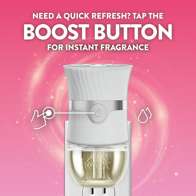 Air Wick Plug in Scented Oil Refills, 4 Count, Lush Honeysuckle and Raspberry, Air Freshener, Essential Oils, Eco Friendly