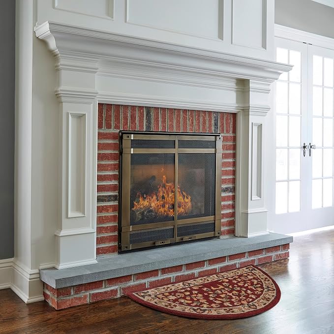 UniFlame - Hand-Tufted Hearth Rug, Red/Beige Finish - Size: 44" L x 22" W | Protects Floor from Heat, Embers, and Sparks