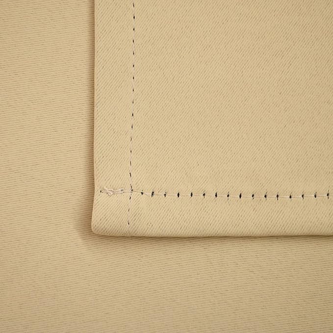 Pickluc Rod Pocket Tier Curtain - Half Blackout Curtain for Kitchen, Bathroom, Cabinet, Basement, 42 Inches Wide and 24 Inches Long, Beige, 2 Panels