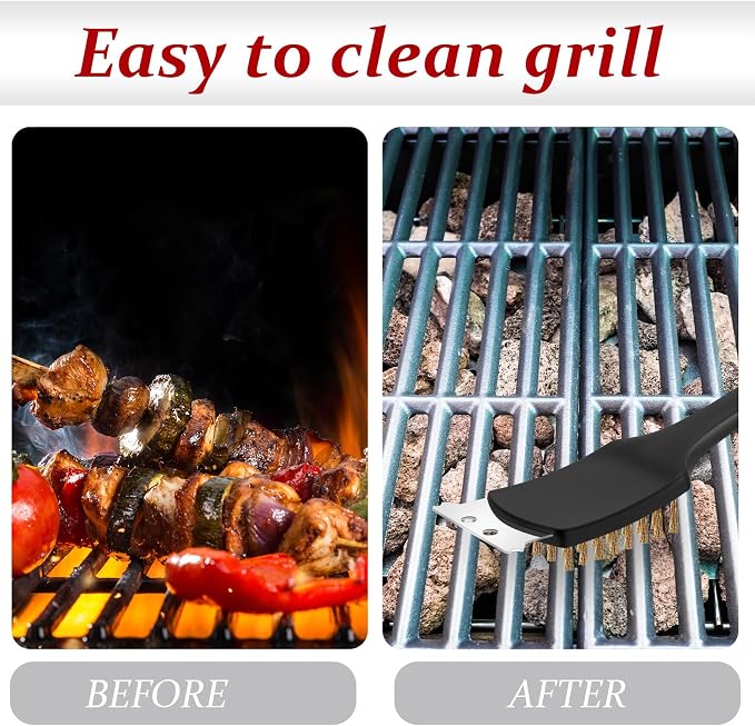 CHENGU 2 Pcs 12 Inch BBQ Grill Brush for Outdoor Grill and Scraper Stainless Steel Wire Extra Strong BBQ Cleaner Heavy Duty Barbecue Cleaning Brush Cleaner