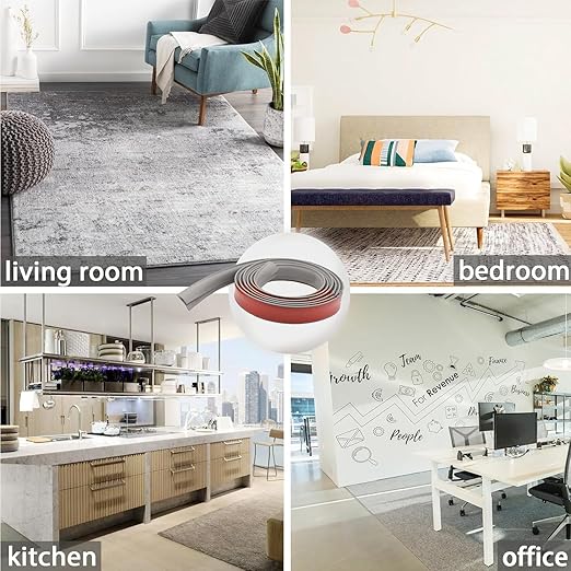 Self Adhesive Carpet Transition Strip with Edge Trim, Designed for Seamless Transitions from Carpet to Tile or Vinyl Floors, Perfect for Doorways.(Gray,40ft)
