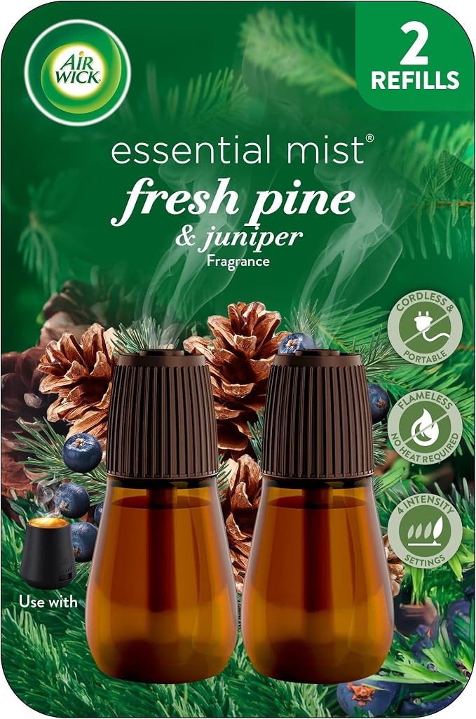 Air Wick Essential Mist Refill, Fresh Pine & Juniper, Air Freshener, Essential Oils, 2 Ct