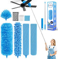 94'' Cobweb Duster with Extension Pole, Spider Web Brush | 10-in-1 Microfiber Duster Set, Bendable Duster of Cleaning Ceiling Fan Blades, Vents, and Outside