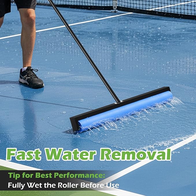 Tennis Court Squeegee, 38'' Foam Tennis Roller for Quick Clearing, Black | Quick Water Removal, Lightweight, PVA Tennis Foam Sponge Roller