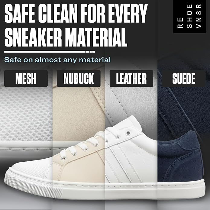 RESHOEVN8R Sneaker Cleaning Solution - Canvas, Leather, Suede, Mesh | Shoe care cleaner for canvas, leather, mesh, suede, white & nubuck shoes and sneakers, all-natural formula