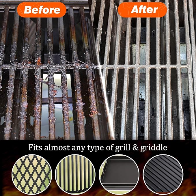 Bristle Free Grill Brush for Outdoor Grill, Safe Non-Metal BBQ Grill Cleaner for Outdoor Grills & Griddles, Heat Resistant Grill Cleaning Brush Fit Weber Blackstone Traeger, Gift for Men Dad