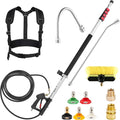 M MINGLE 20 FT Telescoping Pressure Washer Wand with Brush Head | Gutter Cleaner Attachment, 5 Nozzle Tips and Hose Adapters, Ideal for House Exterior, Window & Roof Cleaning