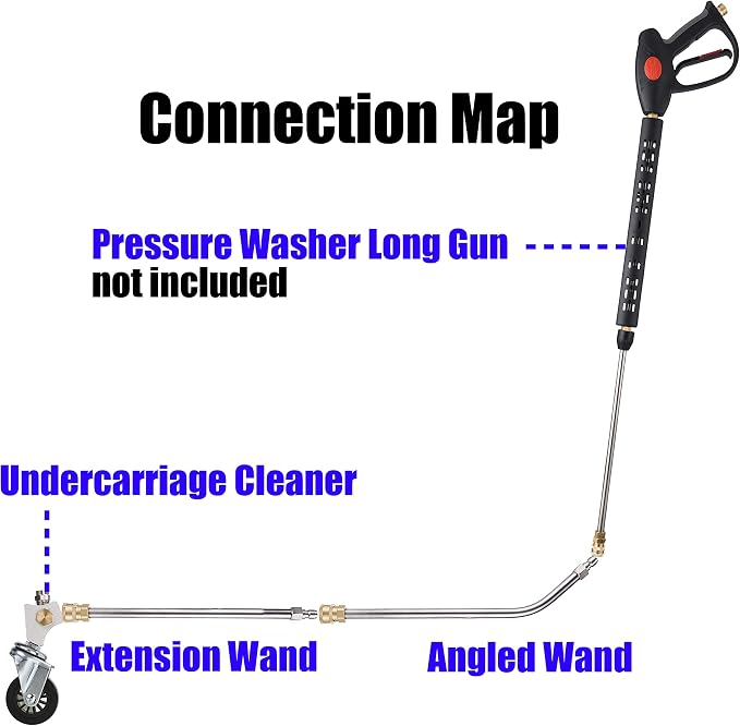 M MINGLE 13’’ Pressure Washer Undercarriage Cleaner with 2 Extension Wands | Under Car Wash with 4 Nozzles, Removes Underbody Dirt and Oil, Fits Cars, Trucks, SUVs and Trailers, 4000 PSI