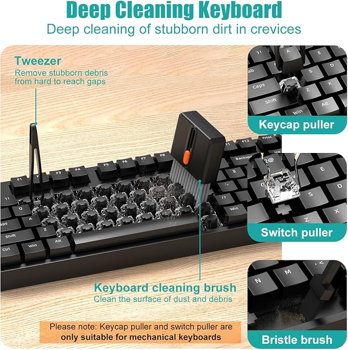 VICHYIE 32 in 1 Multi-Function Cleaning Kit for Electronic Devices (Black) | Phone Cleaning Tool, PC Keyboard Cleaner Kit with Brush, Multipurpose Cleaning Set for Earbuds, Cellphone, Computer, Cameras