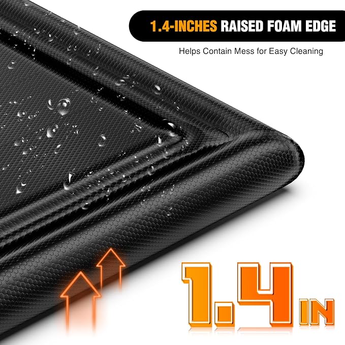 Nilight 8.6 x 22 FT Garage Floor Containment Mat with Edge for Under Car | Heavy Duty PVC, 1.4" Raised Edge, Waterproof, Easy to Clean, Include Squeegee, for Full Size Pickup Trucks SUVs Luxury Sedans
