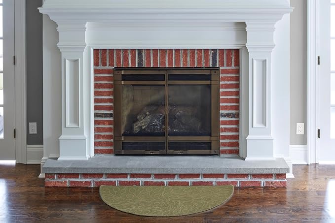 UniFlame - Green Leaf Hand Tufted 100% Wool Hearth Rug - Size: 44"L x 22"W | Protects Floor from Heat, Embers, and Sparks