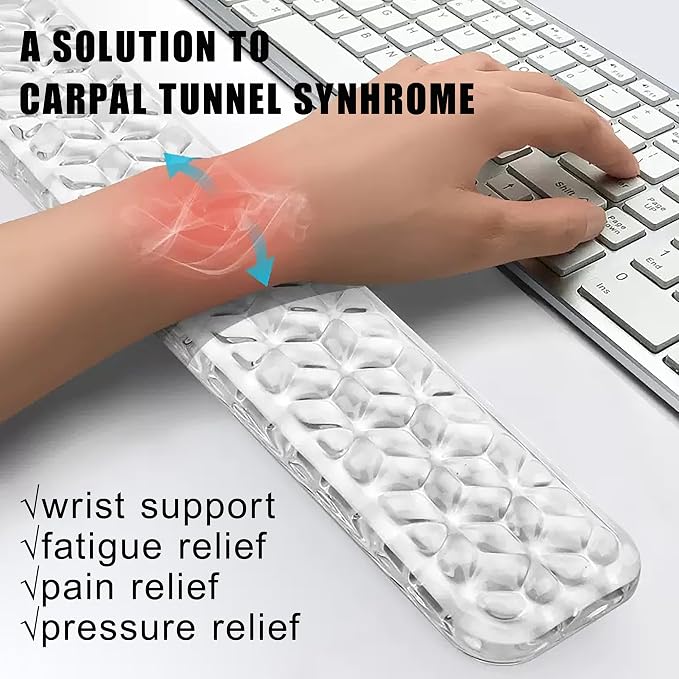 Mouse Pad with Wrist Rest, Soft Cloud Gel Keyboard Mouse Pad Set with Hand Wrist Support, Cute Non Slip Office Desk Accessories for Comfort/Pain Relief/Computer/Laptop (Clear Diamond)
