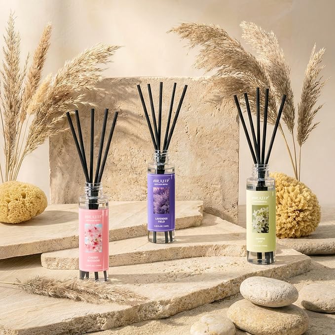 Reed Diffuser Set,1.69 fl oz (50 ml) - Lavender Eucalyptus Oil Diffusers with 8 Reed Sticks,Home Fragrance Reed Diffuser for Bathroom Shelf Decor
