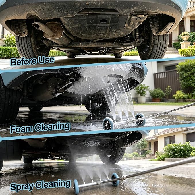16 IN Under Carriage Pressure Washer Water Broom with Foam Cannon 4000PSI | Pressure Washer Undercarriage Cleaner Attachment, Power Washer Surface Cleaner for Car Wash, SUVs, Driveway, Sidewalk