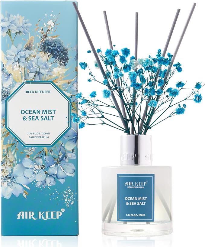 Reed Diffuser Set/Ocean Mist&Sea Salt/6.76 fl oz(200ml)/1 Pack/Home & Office Decor Aromatherapy Diffuser Oil Gift Set