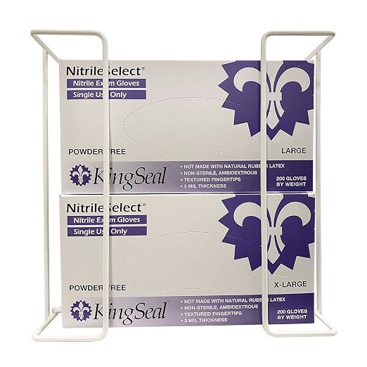1 Each | Disposable Glove or Tissue Box Holder, Wire Rack, Wall Mounted Universal Box Holders, for Larger Sized Single Boxes, White - 1 Glove Box Holder