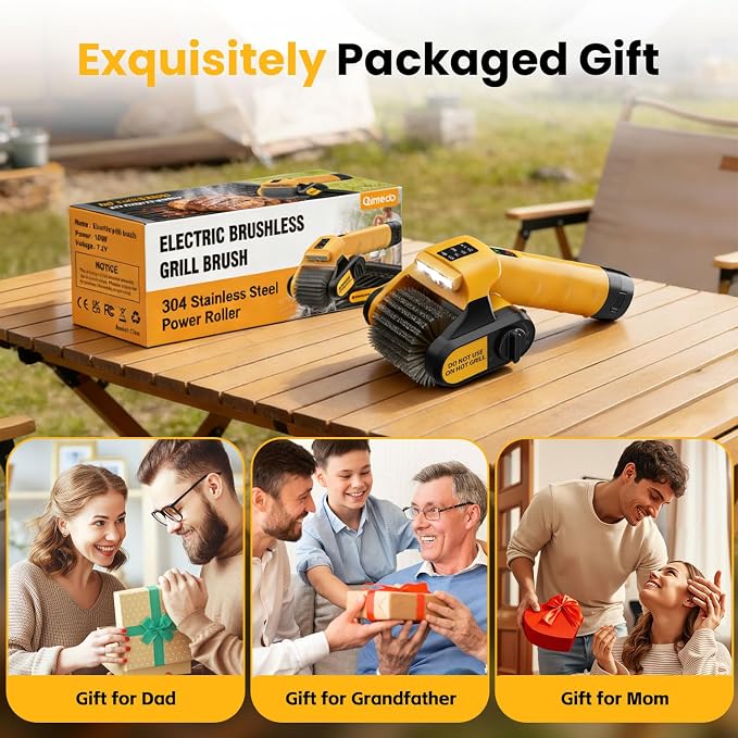 5000mAh 350 Mins Runtime Electric Rotary Grill Brush G2, 800RPM Powerful Outdoor Automatic Grill Cleaning Brush, 304 Stainless Steel No Bristle Shedding Cordless BBQ Cleaner
