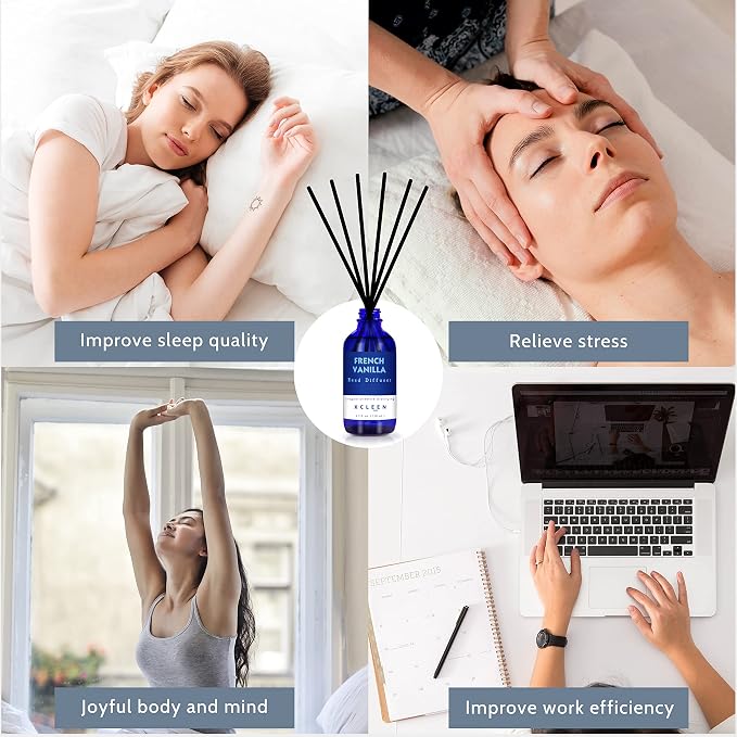 Xcleen Reed Diffuser Set with Sticks 3.7 Oz, Vanilla, Coconut & Milk Scented Fragrance Oil Diffuser for Home Bedroom & Kitchen, Long-Lasting Room Air Freshener, Mind & Body Aromatherapy, Gift Idea