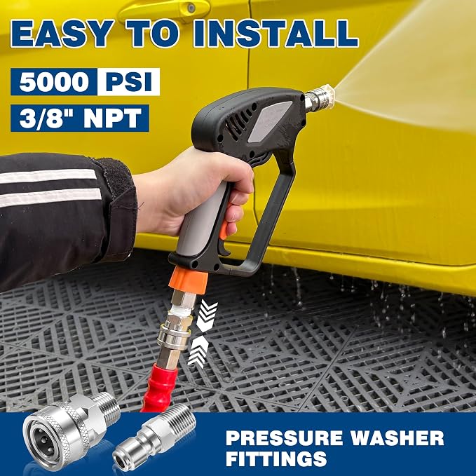 3/8 Inch NPT Pressure Washer Quick Connect Adapter Set, 12-Piece | Stainless Steel Male Thread Fittings for Compatible Hose, Gun, Wand and Surface cCeaner Connections, Rated Up to 5000 PSI