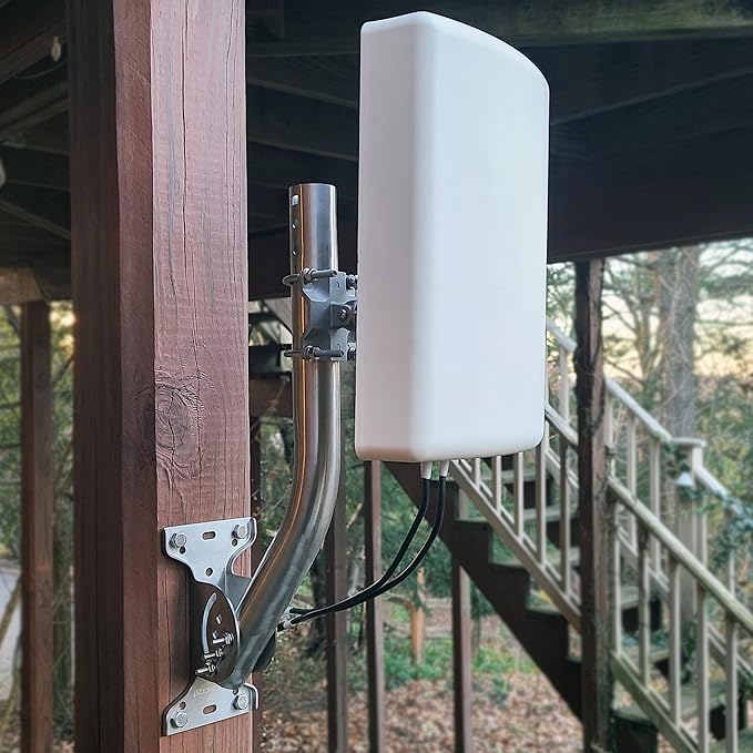 Proxicast Pro-Grade J-Max 100% Solid Stainless Steel Antenna Mount - Universal Outdoor Adjustable Pivot/Lock Bracket & J-Pipe Mast (1.5" x 18" Pole) for Wall, Eave or Roof Mounting (ANT-800-JP3)