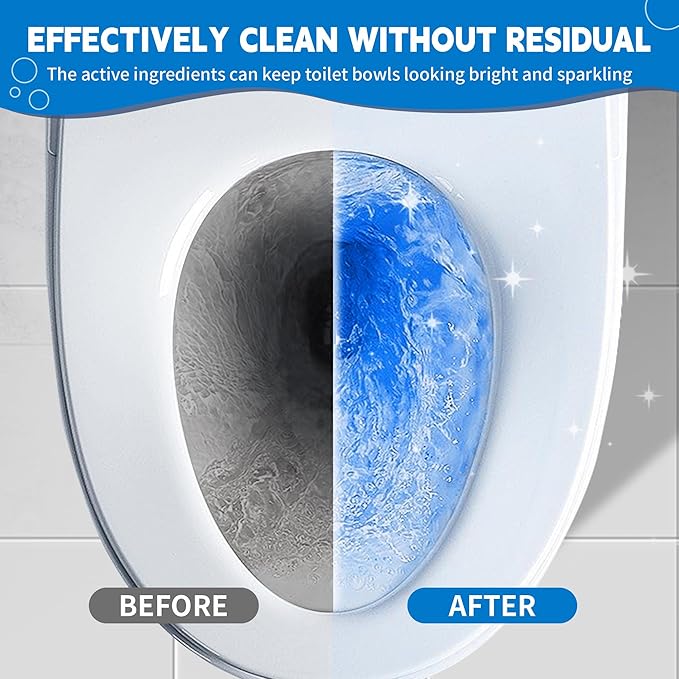 Toilet Bowl Cleaner Tablets, Automatic Toilet Tank Cleaner for Deodorizing & Descaling, Long-Lasting with Sustained Release Technology for Bathroom Cleaners, Blue, 40 Packs