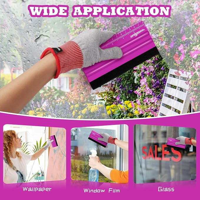 TECKWRAP Professional Felt Squeegee for Vinyl, Pitaya, 2 PCS, 6"x2.9" | For Vinyl Decals, Inkjet Vinyl Sticker Paper, Wallpaper, Scratch-Free Application