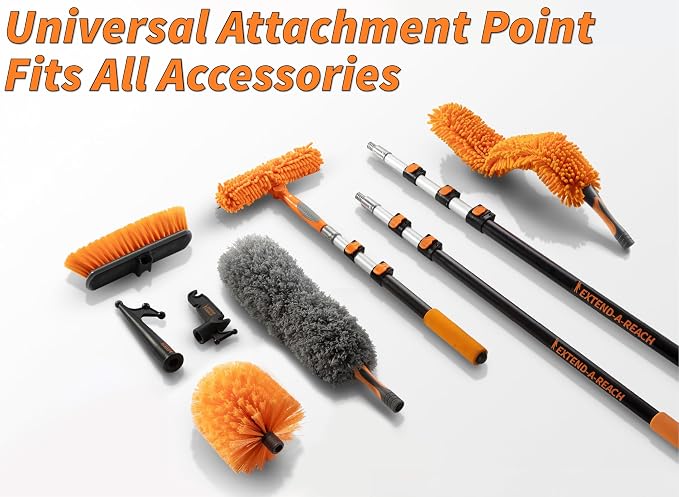 4-13 ft Cobweb Duster with Extension Pole 20 Foot High Reach | Spider Web Cleaner Cobweb Brush for Outdoor & Indoor Web Cleaning // Lightweight & Sturdy Telescopic Pole Kit