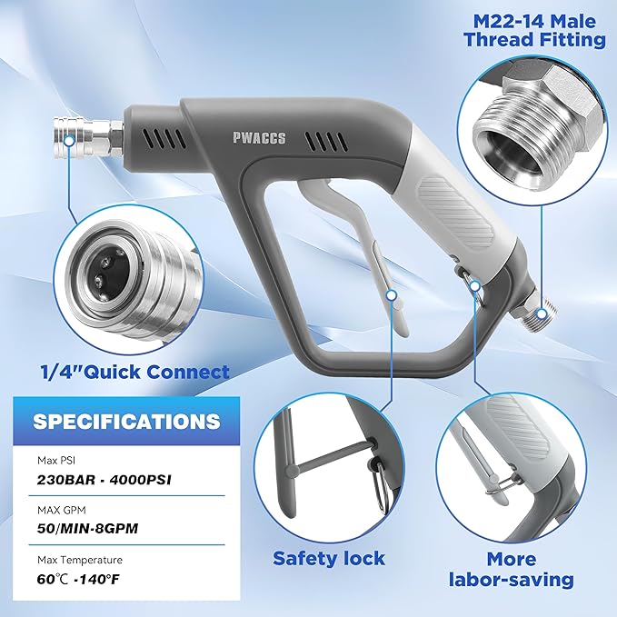 PWACCS Foam Cannon, 1.5 L Pressure Washer Gun with Dual Connector | 4000 PSI, Ideal for Driveways, SUVs & Detailing, Car Wash, Fits Most Pressure Washers with 1/4" Quick-connect