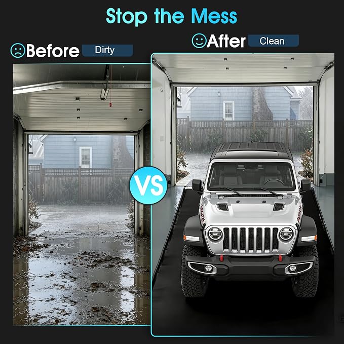 ToLanbbt 7'9" x 16.4' Garage Floor Mat, Heavy Duty Water Containment Mat with 1.2" Raised Edges, Protection from Snow Mud Rain and Oil, Non-Slip Garage Parking Mat for SUVs Trucks