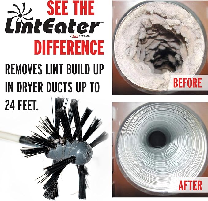 Gardus RLE24 LintEater Rotary Dryer Vent Cleaning System, Removes Lint, Extends Up to 24’