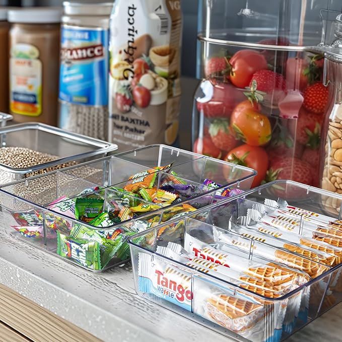Criusia Drawer Organizer - 18 Pack Clear Large Kitchen Drawer Organization Trays, Non-Slip Dividers for Makeup, Jewelry, Utensils, Office, Bedroom, Bathroom