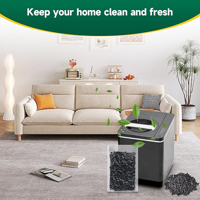 3 Packs 210g Odor Absorbing Activated Carbon Filter Refills for Lomi Smart Waste Kitchen Composter & Eco 5 & Vitamix FC-50-SP Electric Composter, Activated Charcoal Pellets