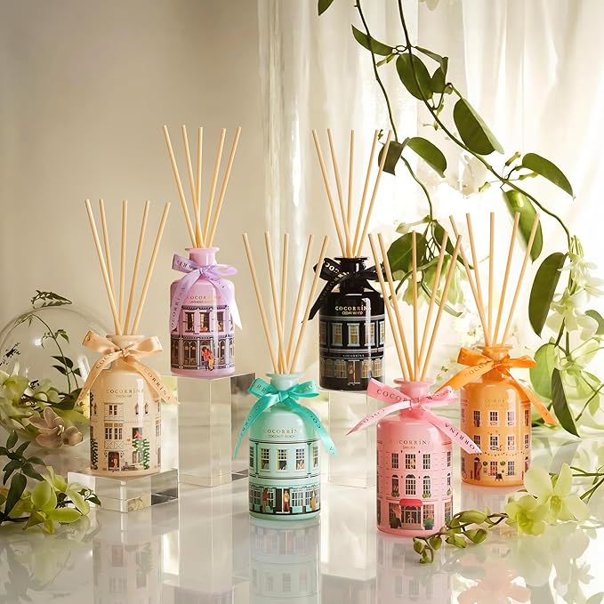 Reed Diffuser - Sakura 6.76 fl oz Reed Diffuser with 8 Sticks Home Fragrance Bathroom Shelf Decor (Festive House Collection)