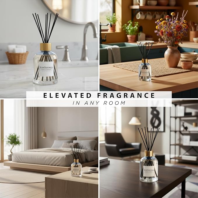 ScentSationals Cedar & Lavender Water-Based Reed Diffuser - 5 FL OZ | Lavender, White Cedar, & Mahogany Scented Aromatherapy Reed Diffuser