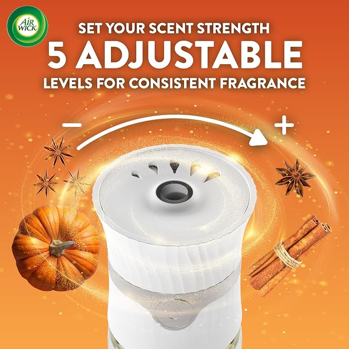 Air Wick Plug-In Scented Oil Refills, 4 Count, Pumpkin Spice, Air Freshener, Essential Oils, Eco Friendly