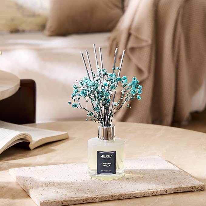 Reed Diffuser Set,3.38 fl oz (100 ml) - Cashmere Vanilla Oil Diffusers with 8 Reed Sticks, Home Fragrance Reed Diffuser for Bathroom Shelf Decor