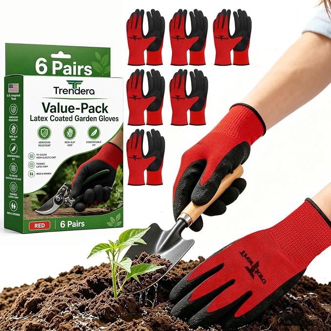 6 Pairs garden gloves mechanic gloves for men grip,Breathable latex dipped gloves,Suitable for garden weeding, construction, outdoor, warehouse handling, etc
