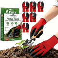 6 Pairs Value Pack Gardening Gloves for Men & Women, Foam Latex Coated Work Gloves with Strong Non-Slip Grip, Breathable Flexible Garden Gloves for Yard Work, Planting, Pruning