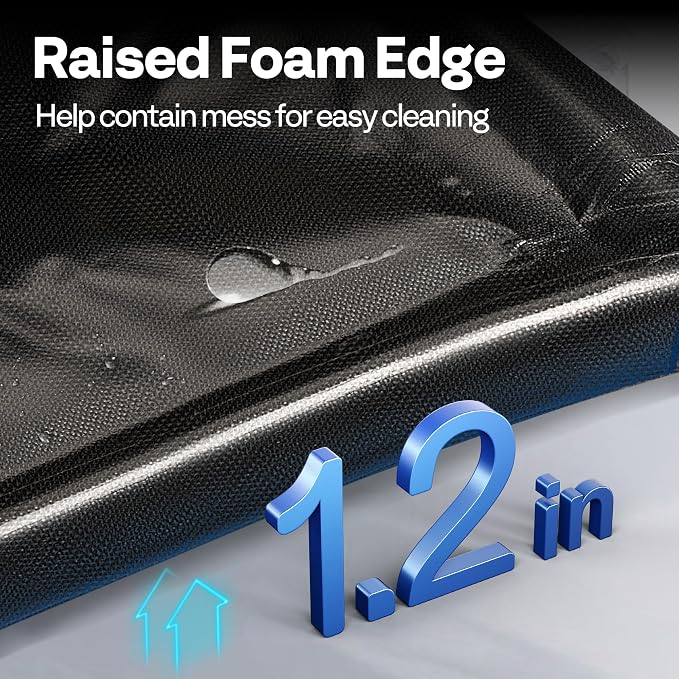 VIVOHOME Containment Mat (7'9" x 16') with Stay Put Corner, Black | PVC Garage Floor Mats, Heavy Duty Garage Parking Mat with a Squeegee