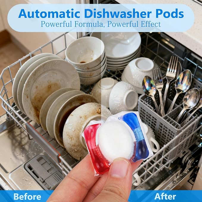 32 Count Dishwasher Pods, No Pre-Rinse Dishwasher Detergent Soap On Stain and Grease, Leaving a Virtually Spotless Shine,Dishwasher Detergent for Deep Cleaning