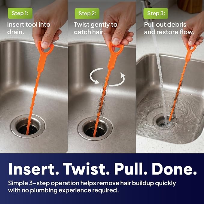 6 Pack Drain Clog Remover Tool, 19.7 Inch Plastic Drain Snake, Shower Snake Hair Removal Tool, Sink Snake Drain Clog Remover, Bathtub Drain Hair Remover, Plumber Snake, Drain Cleaner