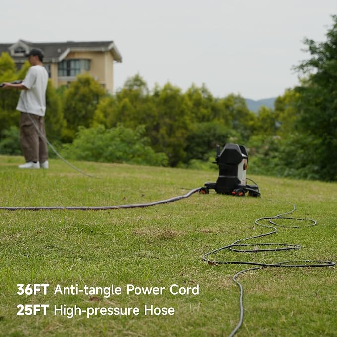 AIVOLT 4800PSI Electric Pressure Washer, Portable Power Washer with Anti-Tipping 4-Wheel Design, 36FT Cable & 25FT Hose, 4 Nozzles, Soap Tank for Cars, Driveways, Fences, Patios & Home