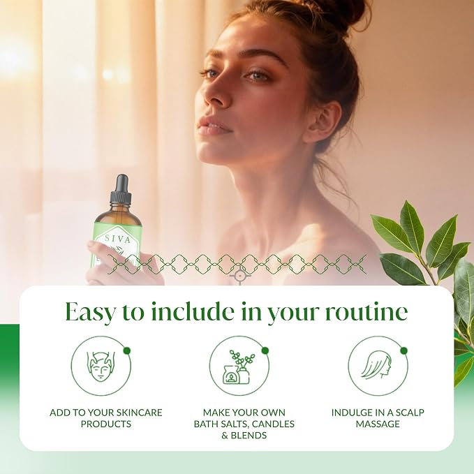 Siva Camphor Essential Oil, Glass Bottle with Dropper, 4 Fl Oz (118 ml) | Camphor Oil for Diffuser, Humidifier, Steam, Spray, Body Massage, Hair, Skin, Soap Making, Candle Making & DIY Blending